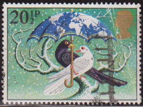 z vendido Gran Bretaña 1983 Scott 1037 Sello º Navidad Christmas Pajaros Bajo el Paraguas Grande Bretagne Great Britain